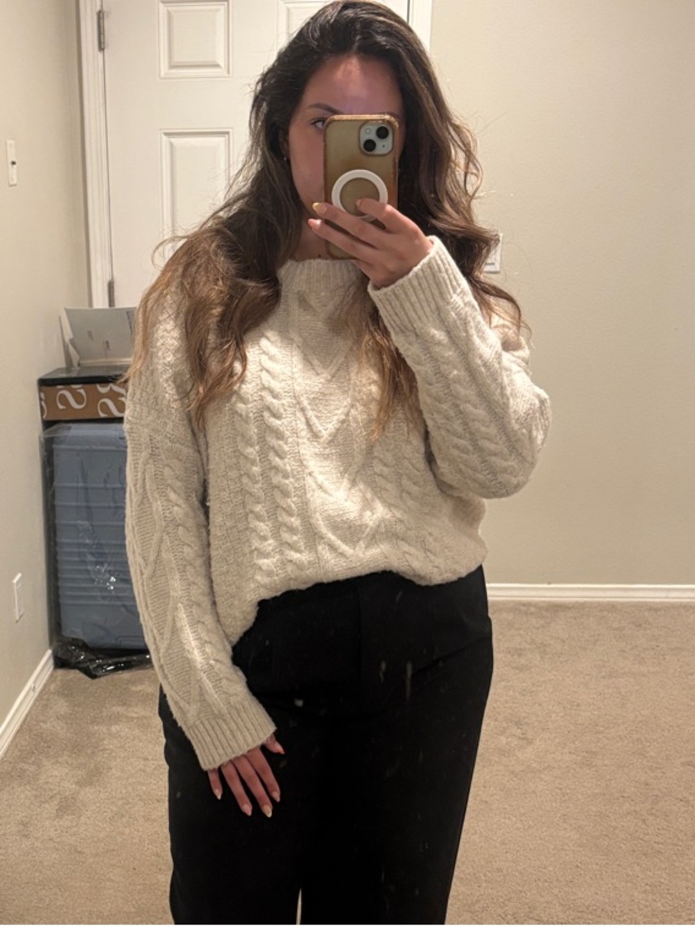 Cozy Cable Crew Sweater in Cream